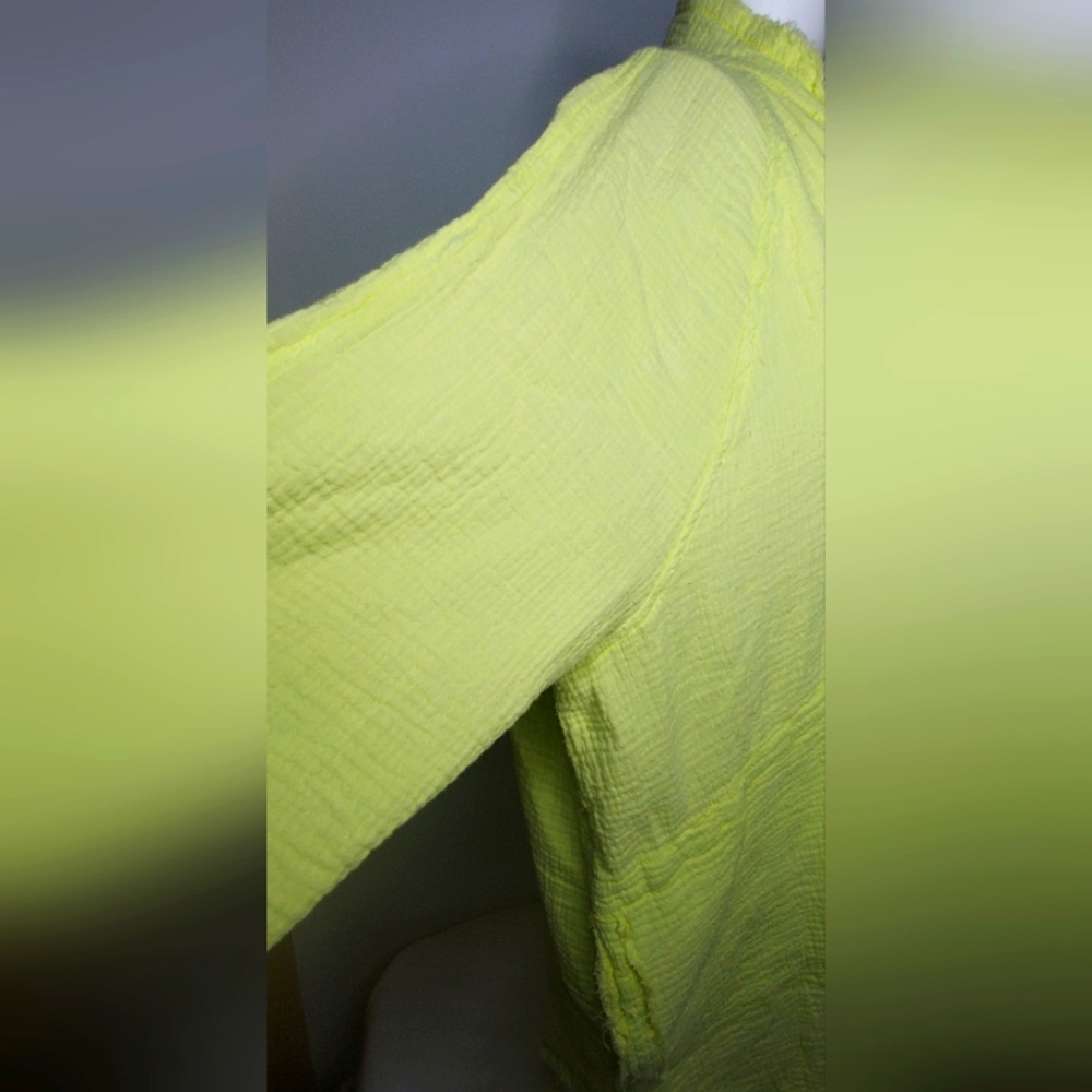 Free People Size S-We The Free Collection Soft Yellow Cotton Gauze Textile - Picture 6 of 9